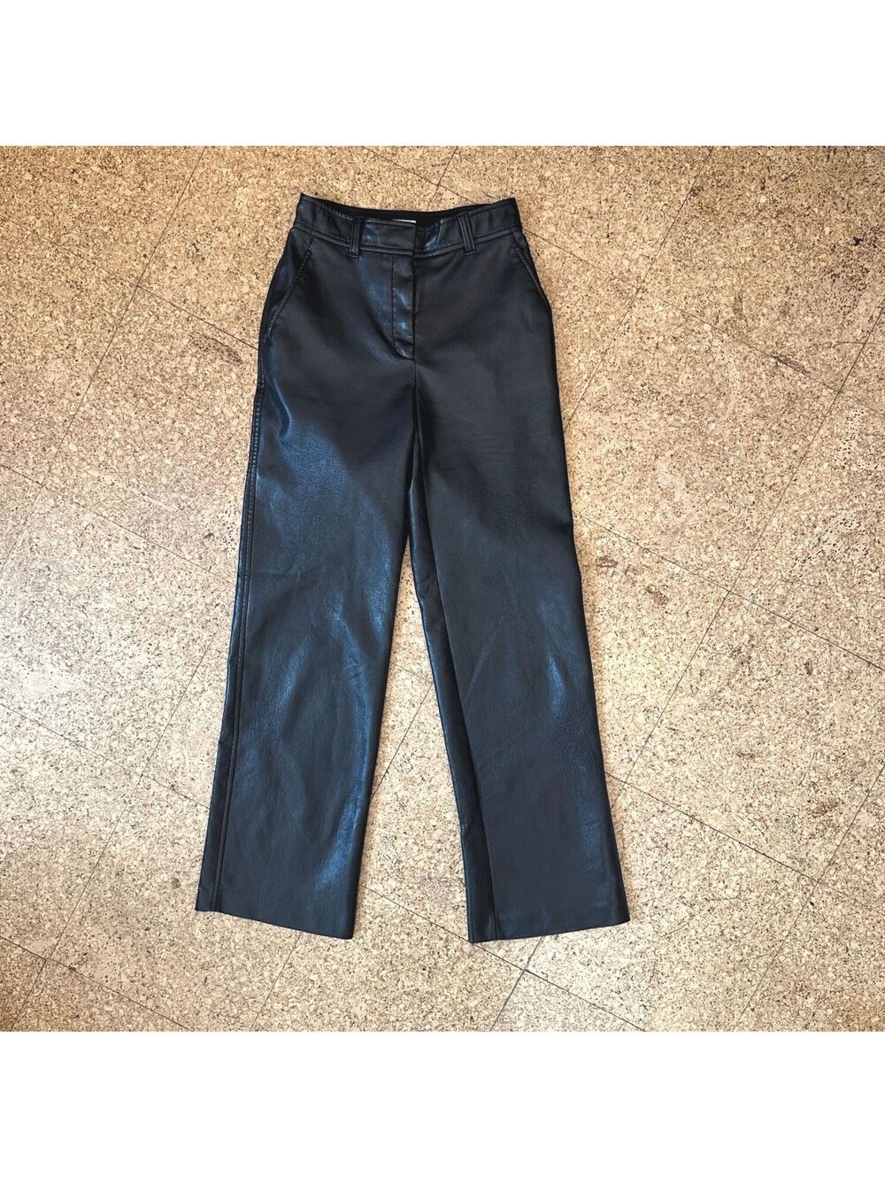 Aritzia Babaton Command Pant Womens 00 Vegan Faux Leather High Rise Straight Leg